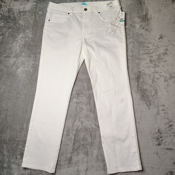 Tommy Bahama Boracay Pants Mens 35x30 White 5 Pocket Chino Preppy T115497 NWT‎